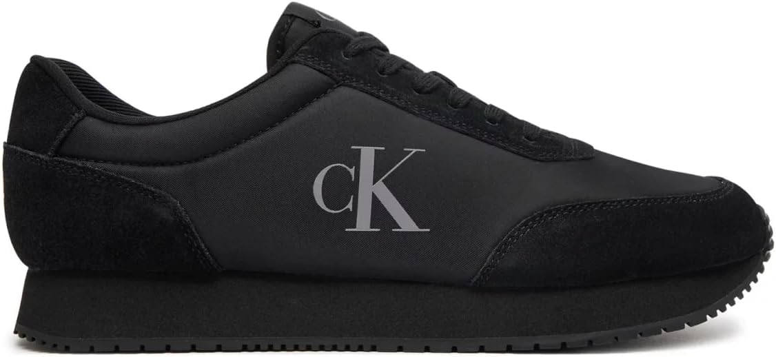 Calvin Klein Jeans Retro Runner Iconic – total black, profilo laterale con logo CK