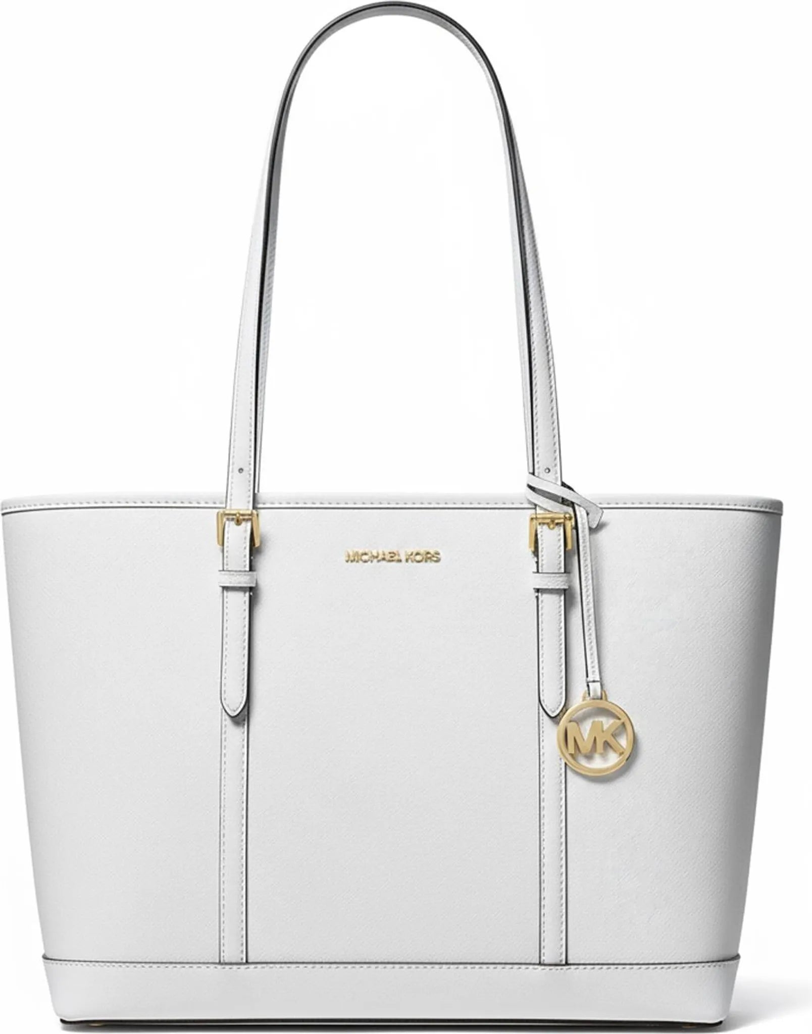 Michael Kors LG TZ Shoulder Tote in pelle – Optic White, vista frontale